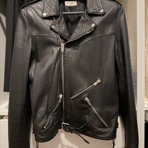 Saint Laurent Black Leather Moto Jacket